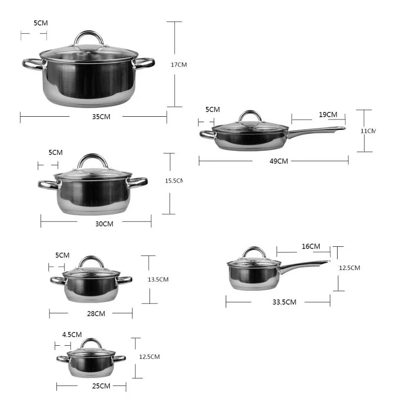 Ollas en Acero Inoxidable Quirúrgico 12 Piezas SwissHome® + TETERA GRATIS