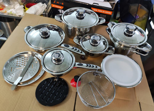 Juego De Ollas en Acero Quirúrgico 21 Piezas XHOME ®