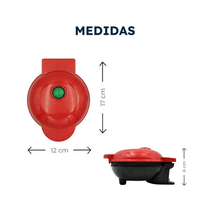 Waflera Eléctrica con Doble Plancha Antiadherente redonda de 750 Watts