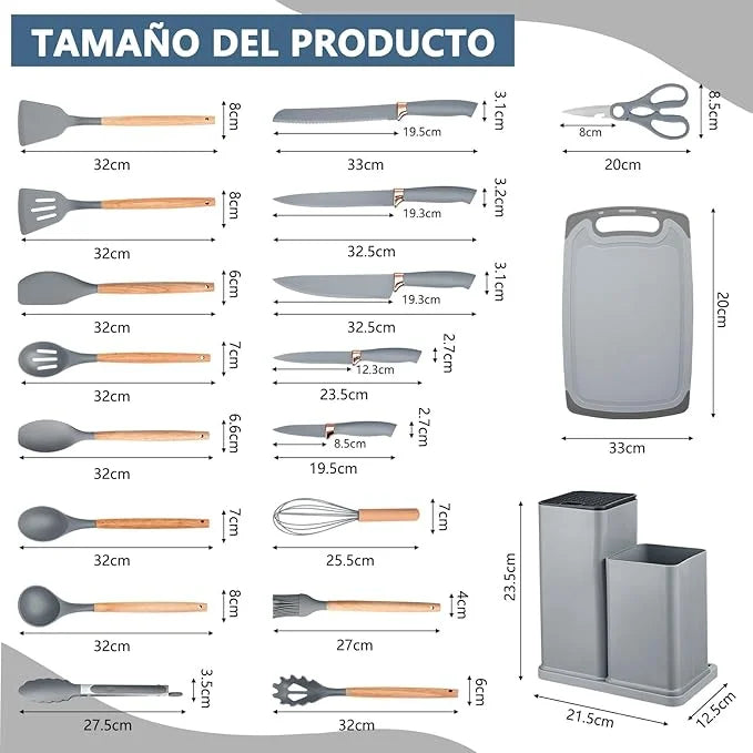 Set Cocina Utensilios Cocina 19 Piezas